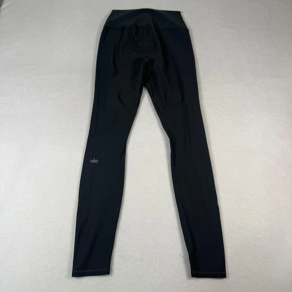 Alo Yoga Ripped Warrior Leggings Womens Small Black Nylon Distressed High Waist